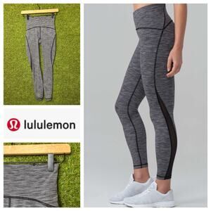 Lululemon Train Times 7/8 Leggings Mesh Insert‎ Gray High Rise Pants Size 2